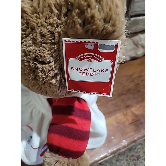 Lot (2) 2017 Walmart Christmas Snowflake TEDDY BEARS Boy Girl Large Red Brown - Picture 15 of 16
